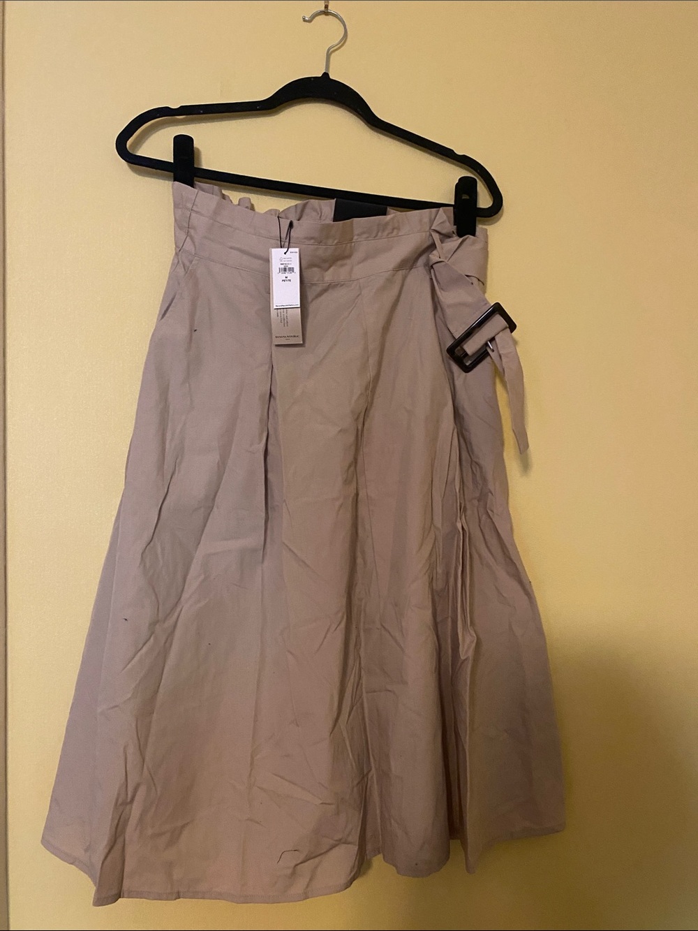 Banana Republic Factory Taupe A-Line Midi Skirt with Side Buckle